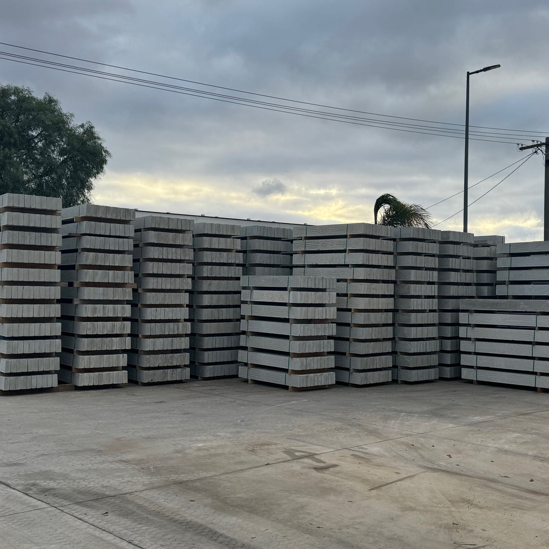 Stacks of concrete sleepers in the Outwest range